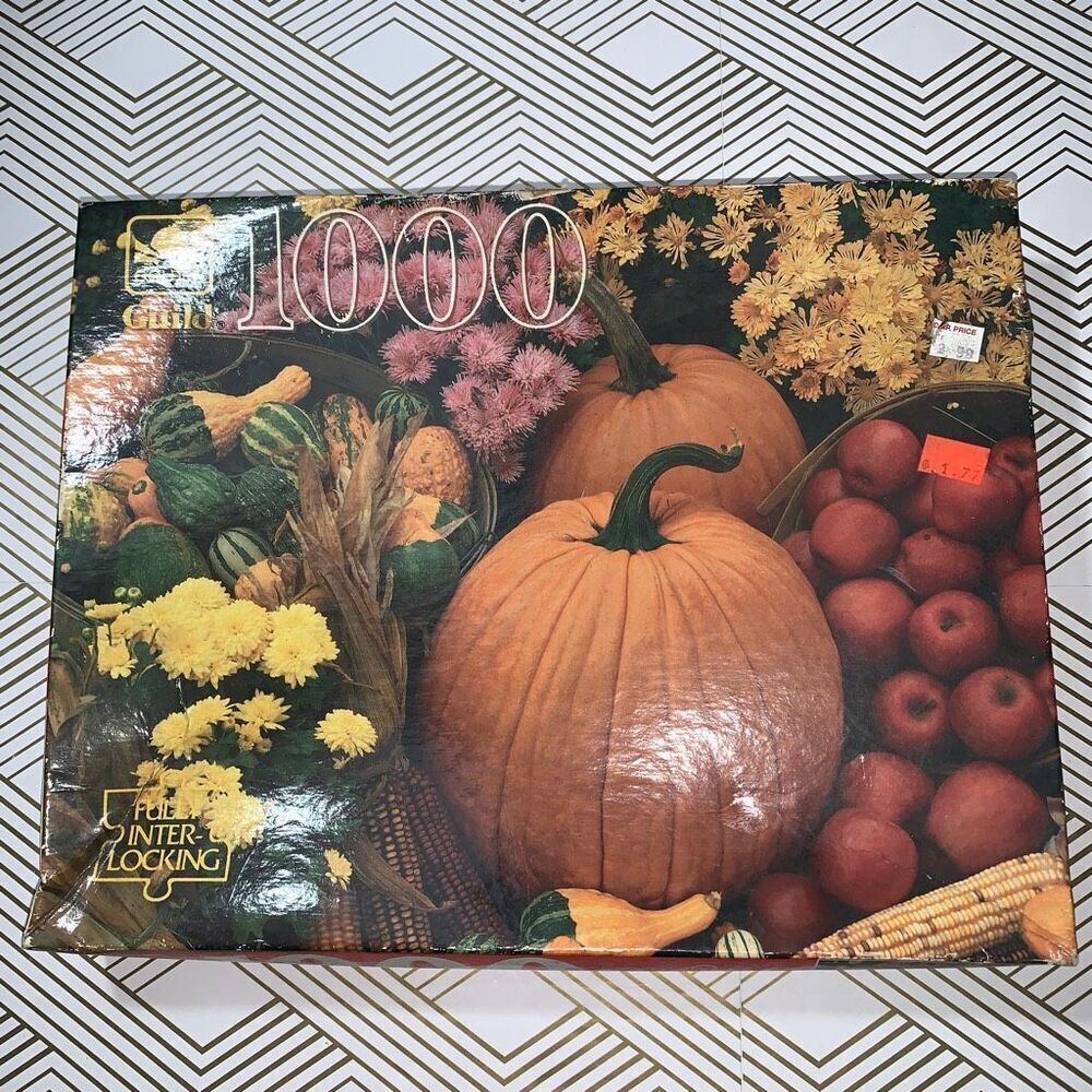 Vintage Golden 1000 Pieces Jigsaw Puzzle 21.5" x 27.5" Fall Pumpkin Gourds New‎